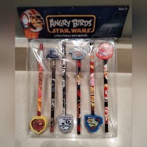 Angry Birds Star Wars Pencil Set, Yoda, Darth Vader, Stormtroopers